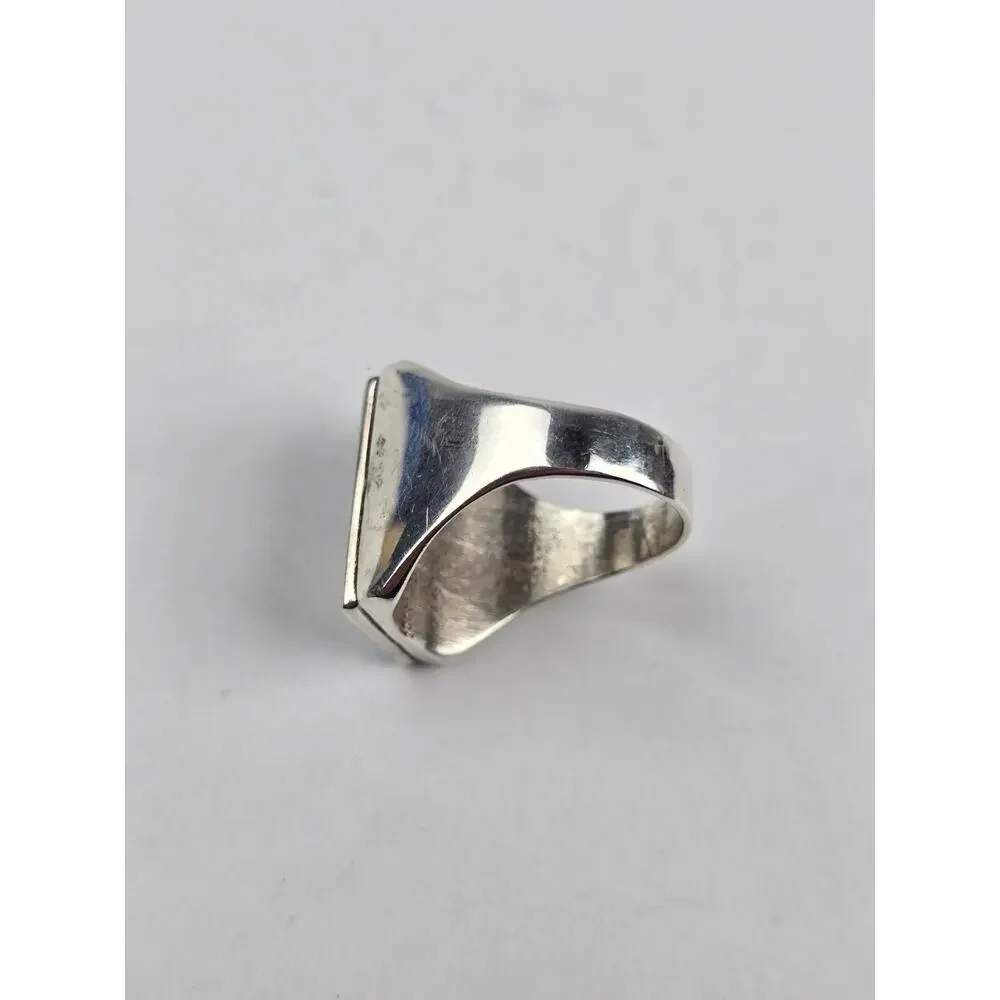 Zuni Bowannie Men's Sterling Inlay Signet Ring size 11 Turquoise Coral Shell